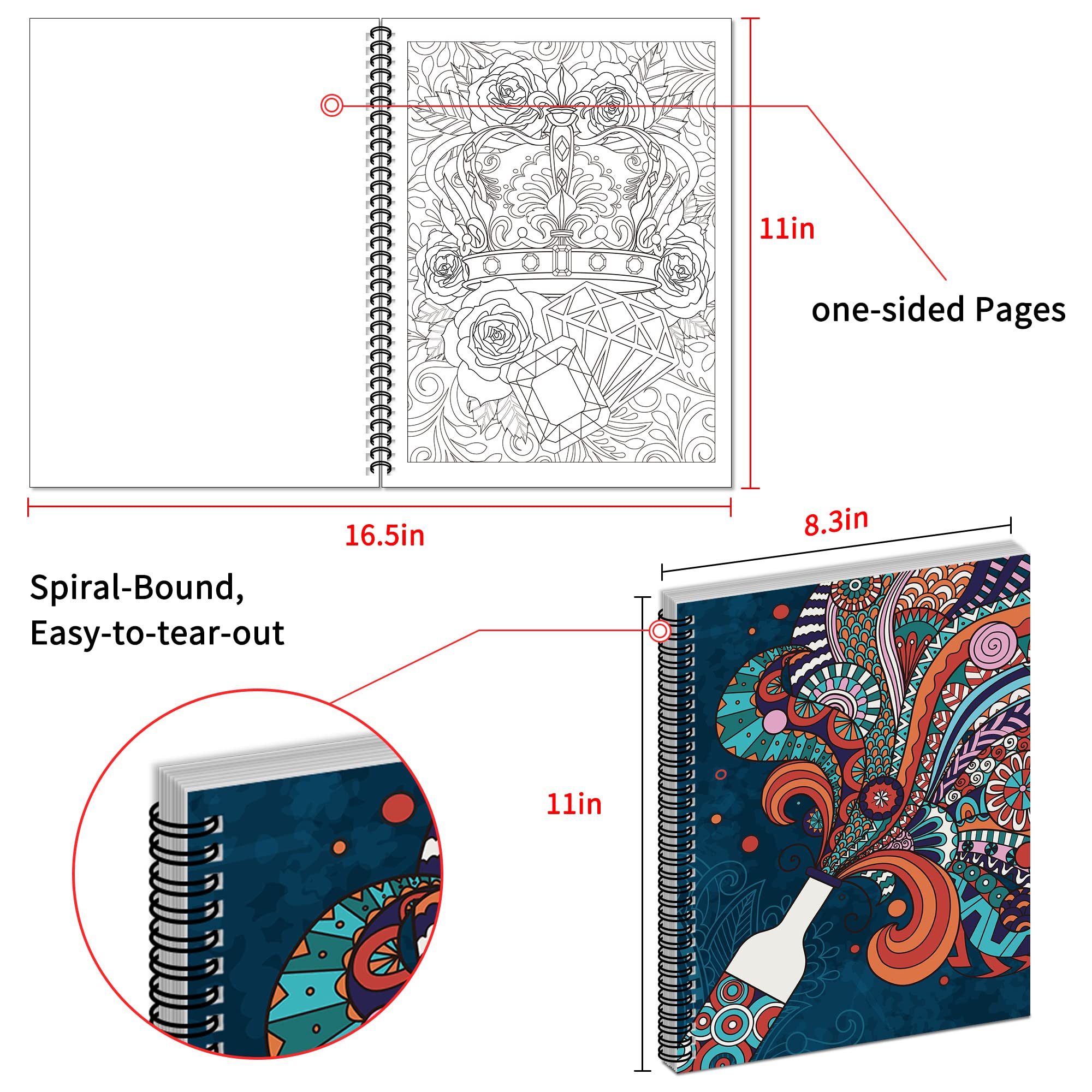 Kalysky Adult Coloring Books Set:3 Coloring Books for Adults Animal Flowers & Other Themes Designs.Coloring Books for Adults to Relax and Relieve Anxiety