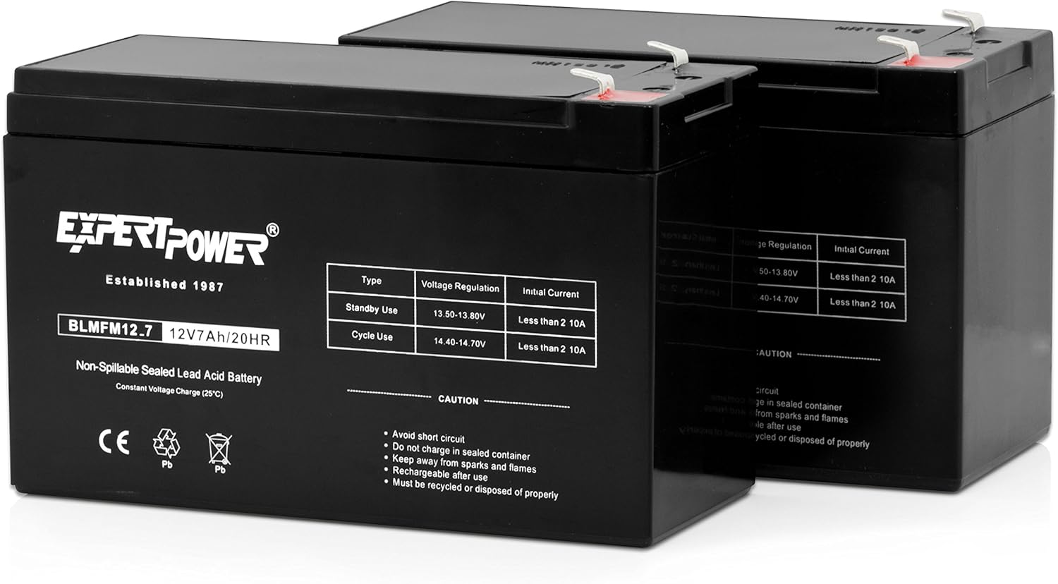 ExpertPower Standard 12V 7AH Rechargeable SLA Battery, (EXP1270-2) - 2 Pack: Home Audio & Theater