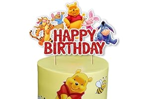 SEYAL Winie The Pooh Happy Birthday Cake Topper – Decorative Party Accessory with Classic Pooh Design, Perfect for Birthday Cakes, Themed Parties, Celebration Events, and Festive Gatherings