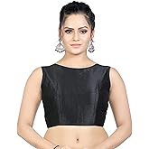 Madhu Fashion Women's Silk Sleeveless Readymade Saree Blouse