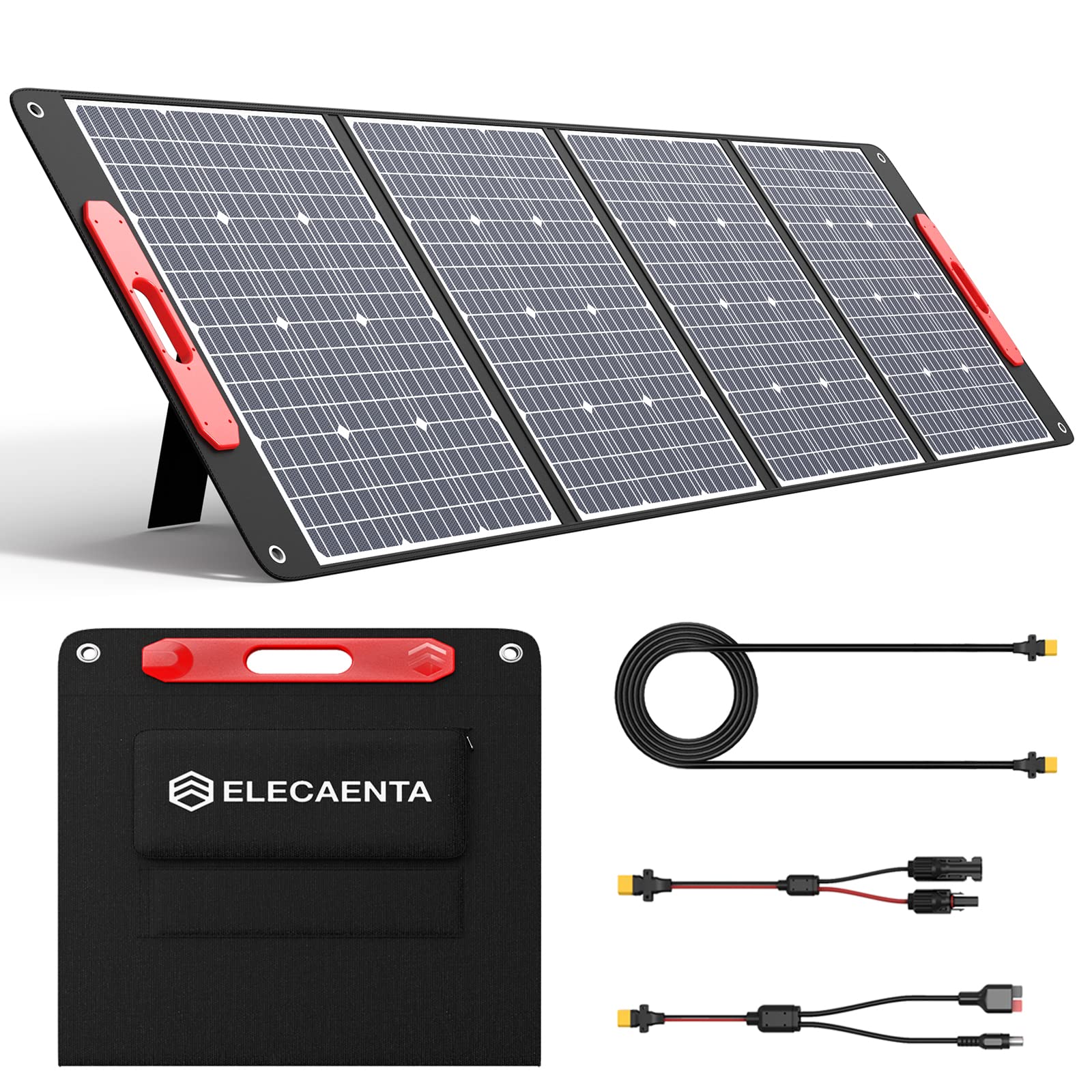 ELECAENTA 300W Portable Solar Panel for Power Station Generator, 25% High Efficiency, Ultra Lightweight, 39V Foldable ETFE Portable Solar Charger for Outdoor RV Camping Off-Grid Rooftops Emergency