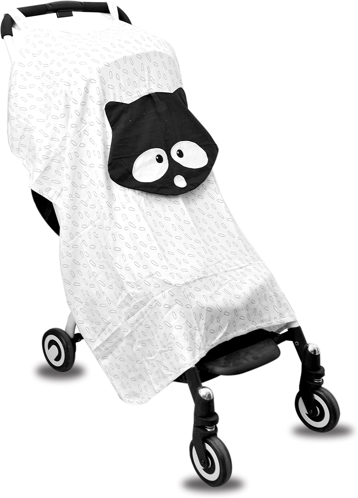 toTs Stroller Shade, Raccoon, Black & White