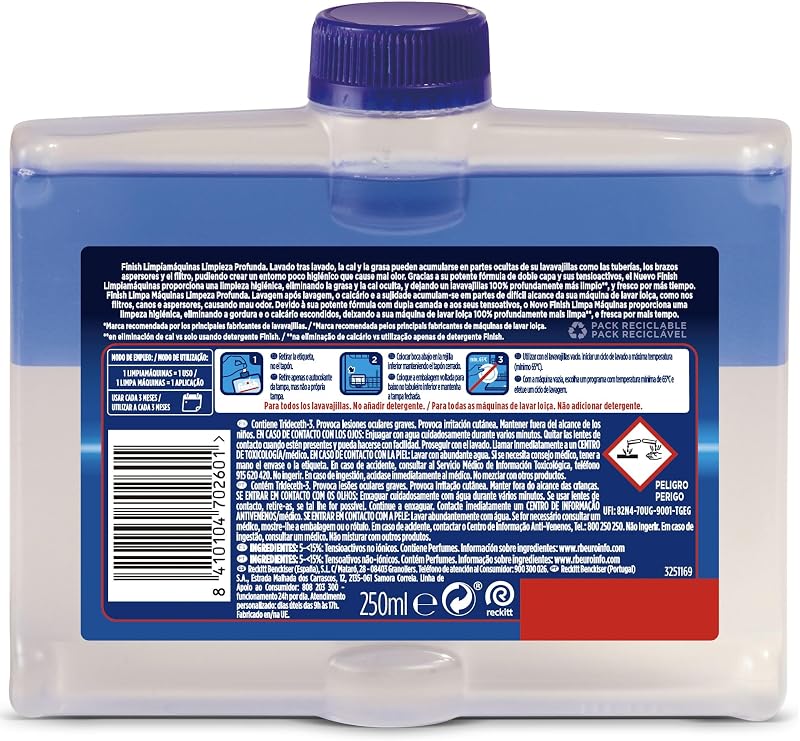 Finish machine cleaner - limpador para lava-louças contra mau odor, calcário e gordura para lava-louças, limpador para lava-louças - 4 unidades
