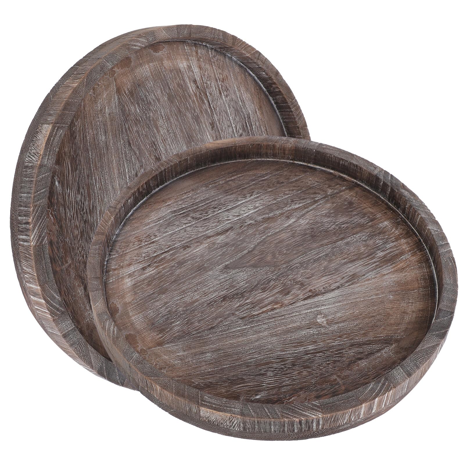 Cabilock 2pcs Rustic Wooden Trays Serving Plates for Coffee Table Makeup Organizer Bathroom Vanity Decorative Centerpieces