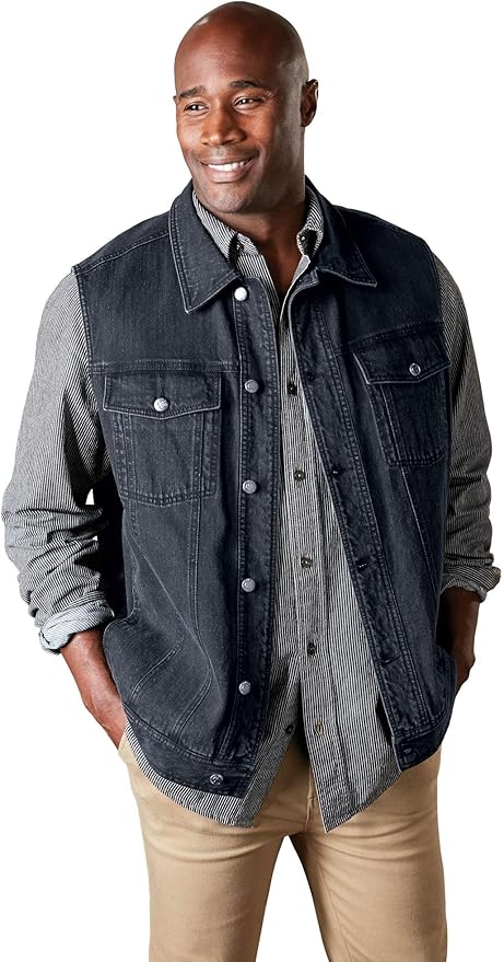 big and tall denim vest
