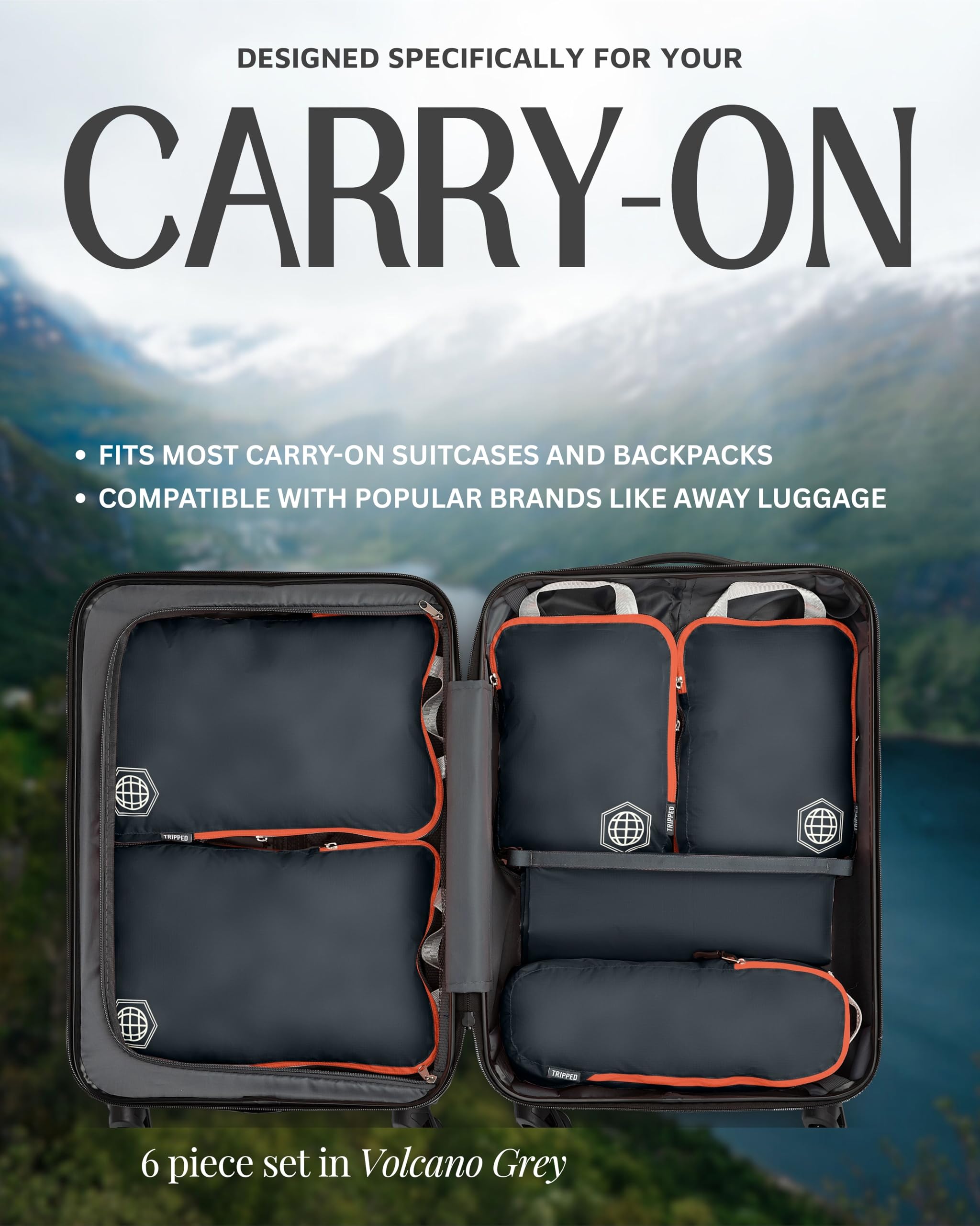 TRIPPED Travel Gear Compression Packing Cubes Set for Travel - Lightweight, Durable Clothes Organizer for Carry-On Luggage and Suitcases by TRIPPED Travel Gear