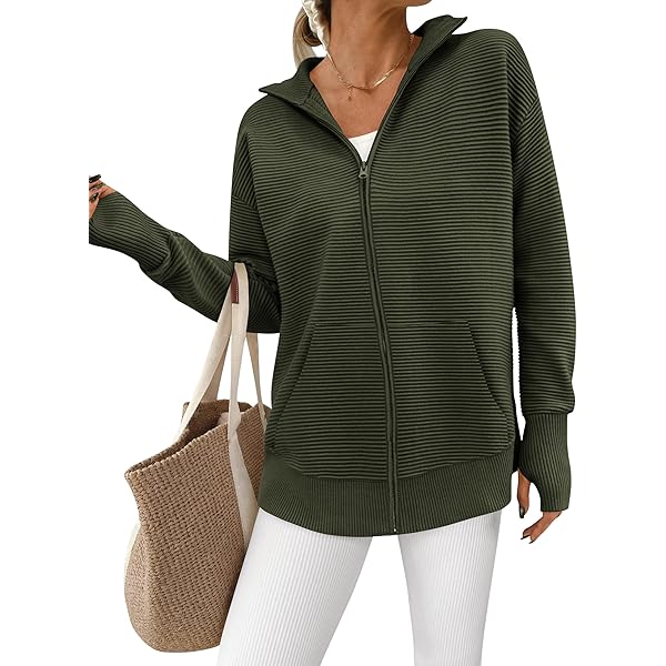 Weinexra Womens Cardigan Hooded Sweaters Full Zipper Cable