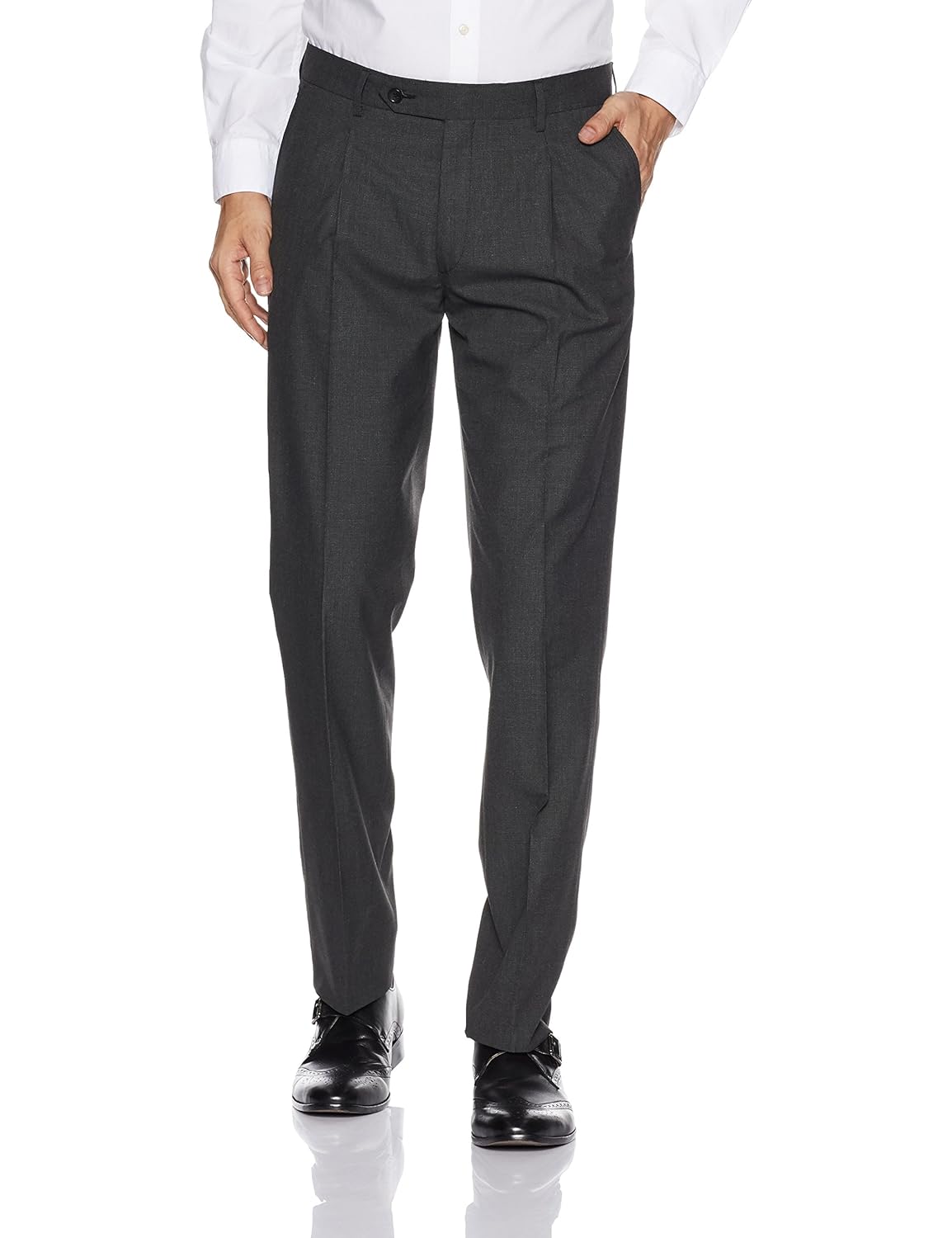 john players men's relaxed fit cotton formal trousers