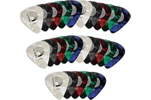 D'Addario Celluloid Guitar Picks - Guitar Accessories - Guitar Picks for Acoustic Guitar, Electric Guitar, Bass Guitar - Natural Feel, Warm Tone - Assorted, Medium 0.70mm, 25-pack