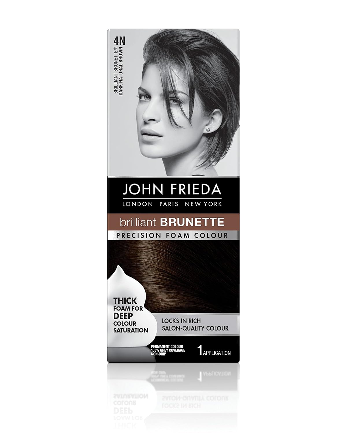 John Frieda Precision Foam Color, Dark Natural Brown 4N, Full-coverage Hair Color Kit, with Thick Foam for Deep Color Saturation: Beauty