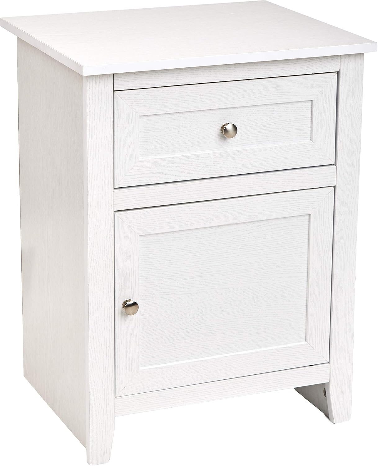 AmazonBasics Classic Wood Nightstand End Table with Cabinet - White Oak