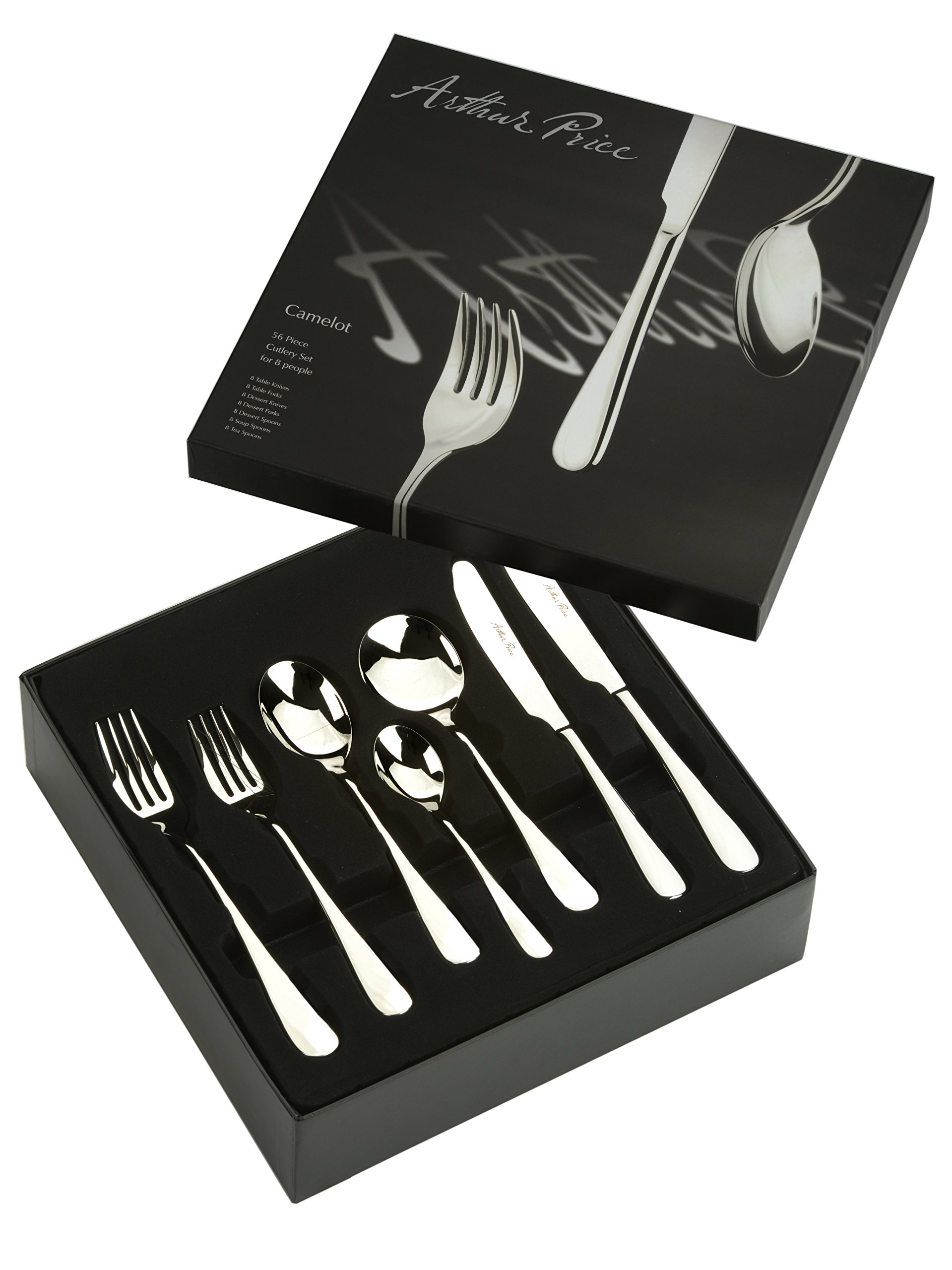 Arthur Price Camelot 56-Piece Stainless Steel 8 Person Boxed Set
