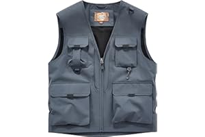 Caweadw Men's Softshell Fishing Vest Outdoor Lightweight Waistcoat Waterproof Utility Cargo Sleeveless Jacket