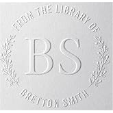 10+ Designs Custom Book Embosser with Your Name from the Library of, Book Belongs to, Floral Ex Libris, Great Book Lover Gift 1 x 5/8" (Initials)