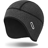 MELASA Winter Helmet Liner Skull Cap, Fleece Lined Warm Cycling Cap with Glasses Holes, Thermal Hat Beanie for Men Women