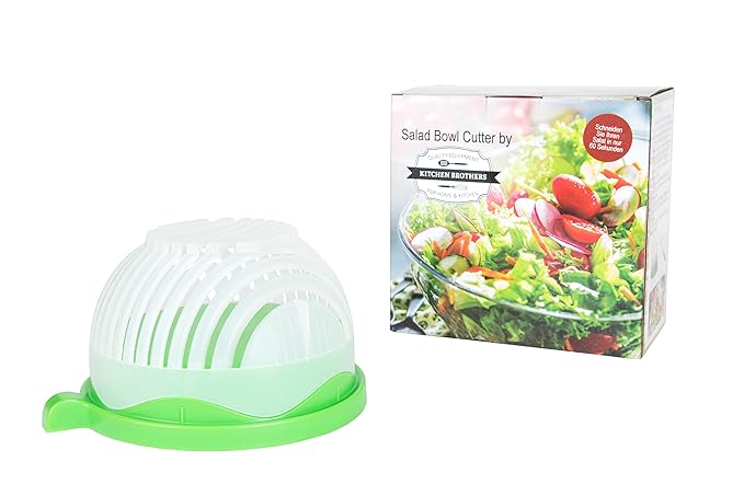 Kitchen Brothers Salatschneider, Salat Schneider, Salat Bowl Cutter, Salat Brettchen, Allesschneider, 100% BPA frei