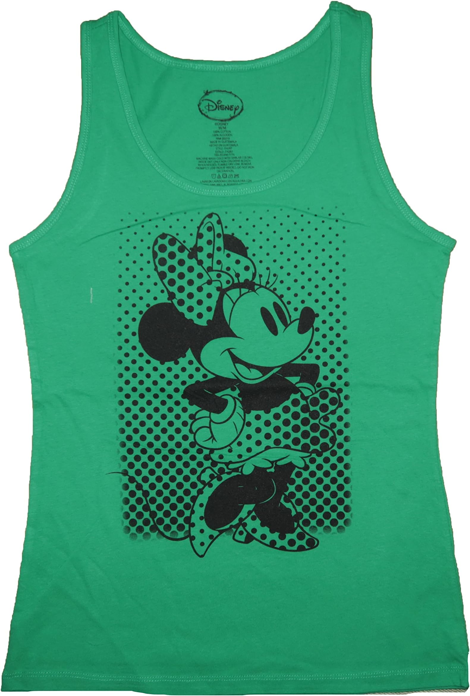 Disney Minnie Women's Juniors Blending with dots Tank Top Shirts (Small, Dark Green)
