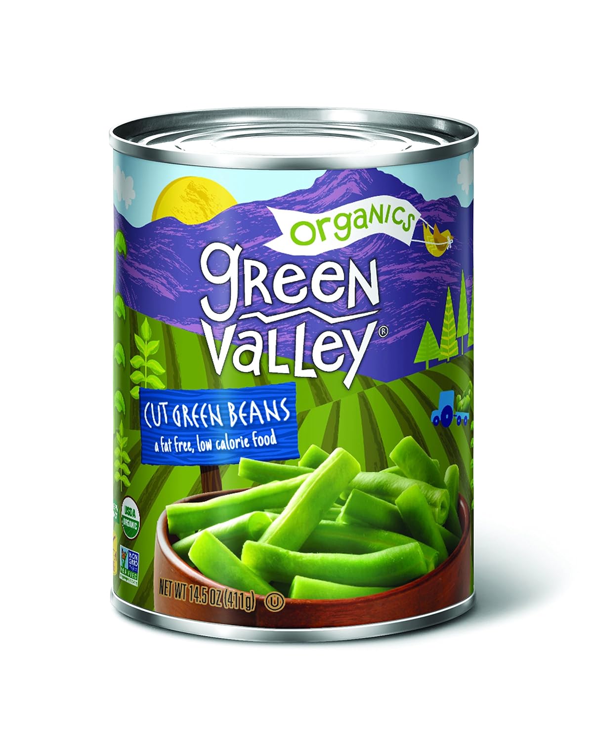 Green Valley Organics Cut Green Beans, 14.5 Ounce (Pack of