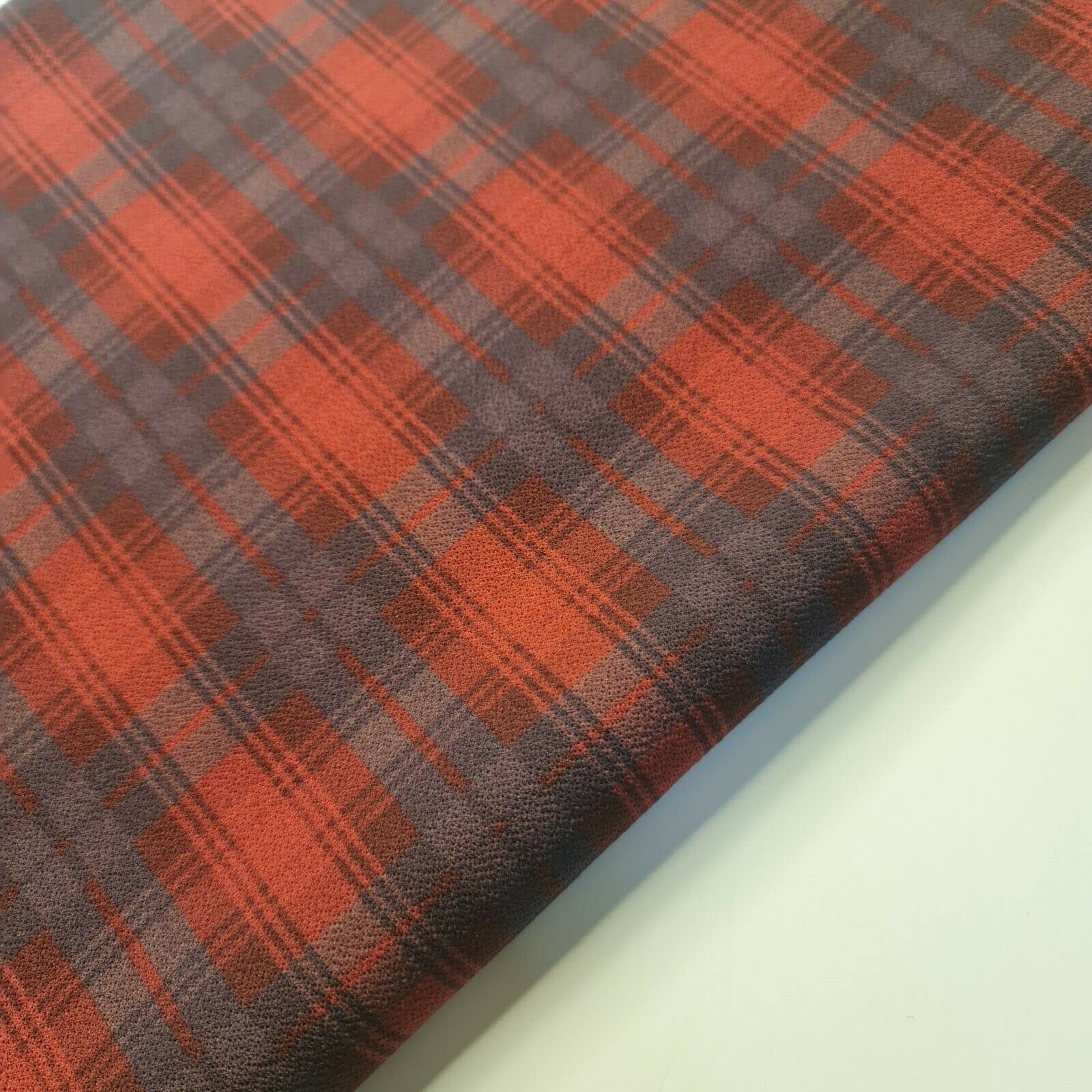 Plain/Printed ITY Spandex Jersey Elastane Stretch Dress Leggings Fabric 58" - 150cm Wide Sold As 1 Meter Pre - Cut Lengths (Rust Tartan)