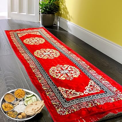 Kuber Industries Velvet Kitchen Mat - 72 x 25, Red