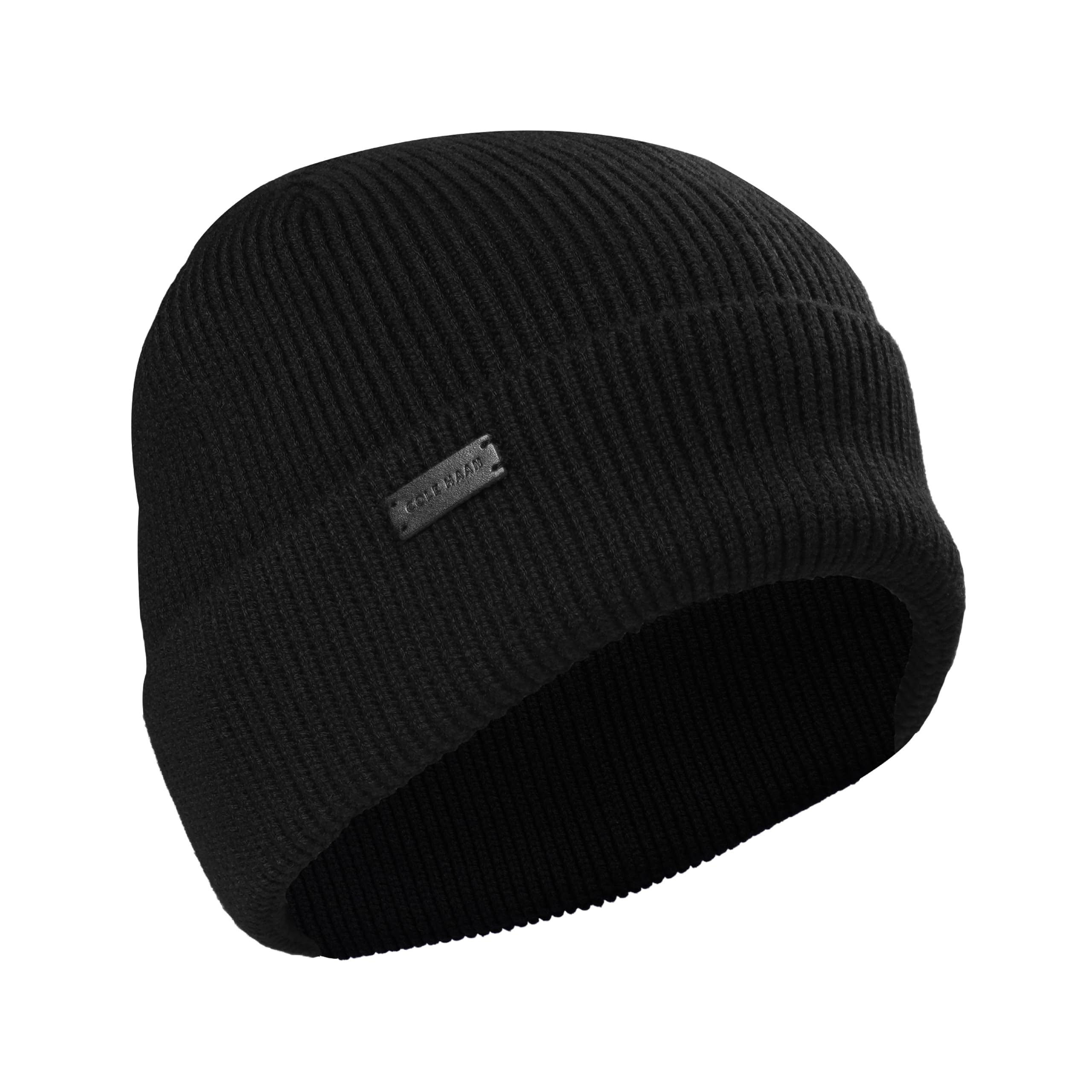 Cole Haan Heritage Rib Cuff Black Beanie Hats for