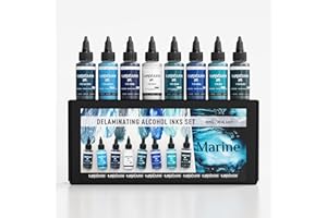 KAMENSKAYA Delaminating Alcohol Inks - Delaminating Ink Set 'Marine' - 8 pcs. 1 Fl Oz (30 ml) Each