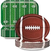 QOUBAI 50Pcs Football Party Disposable Paper Plates 9.7 x 13.2In Large Football Party Decorations Supplies Heavy-Duty Paper Serving Trays for Tailgate Football Sports Game Day Party BBQ Decor 2 Styles