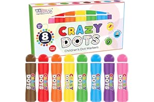 U.S. Art Supply Crazy Dot Markers for Toddlers & Kids - 8 Color Washable Dot Paint Markers, Easy Grip, Mess-Free, Non-Toxic Bingo Dabbers for Painting