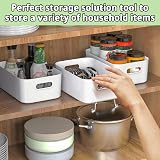 W&H 5 Pcs White Plastic Storage Boxes with Handle, 8.2 x 5.5 x 2.7 in view 5