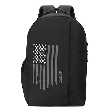 black branded backpack