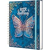 Spiral Notebook Journal-Journal for Women-College Ruled Journals for Writing-B5 3D Butterfly Embossed Hardcover Notebooks -192 Pages Lined Paper for School, Office, 9" X 6.9"