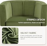 Yaheetech Velvet Barrell Chair Olive Green Upholstered Armchair view 6