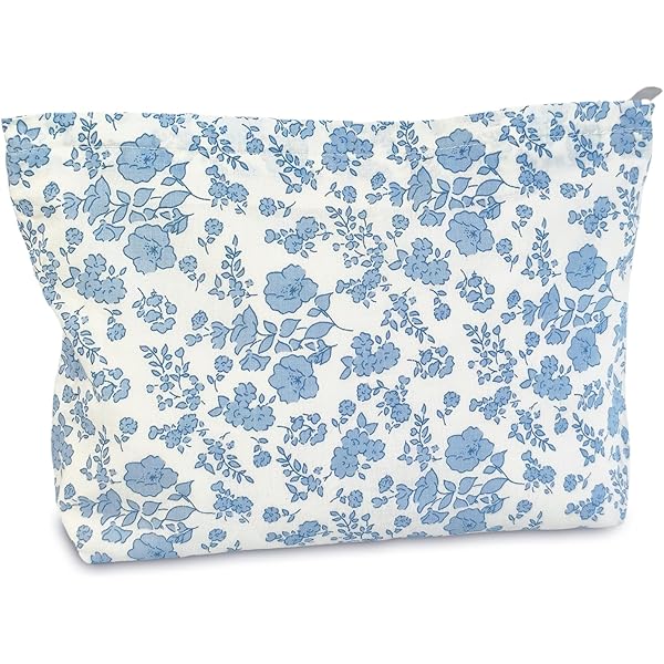 Papiailove Kosmetiktasche Chinoiserie Design – Blaue Blumen, Schleife, 24,9x18 Cm, Wasserdicht