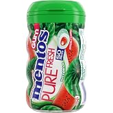 Mentos Pure Fresh Sugar Free Gum with Xylitol, Watermelon, 50 Piece Bottle | Chewing Gum, Perfect for Long Lasting Fresh Breath at School, Work &amp; Travel