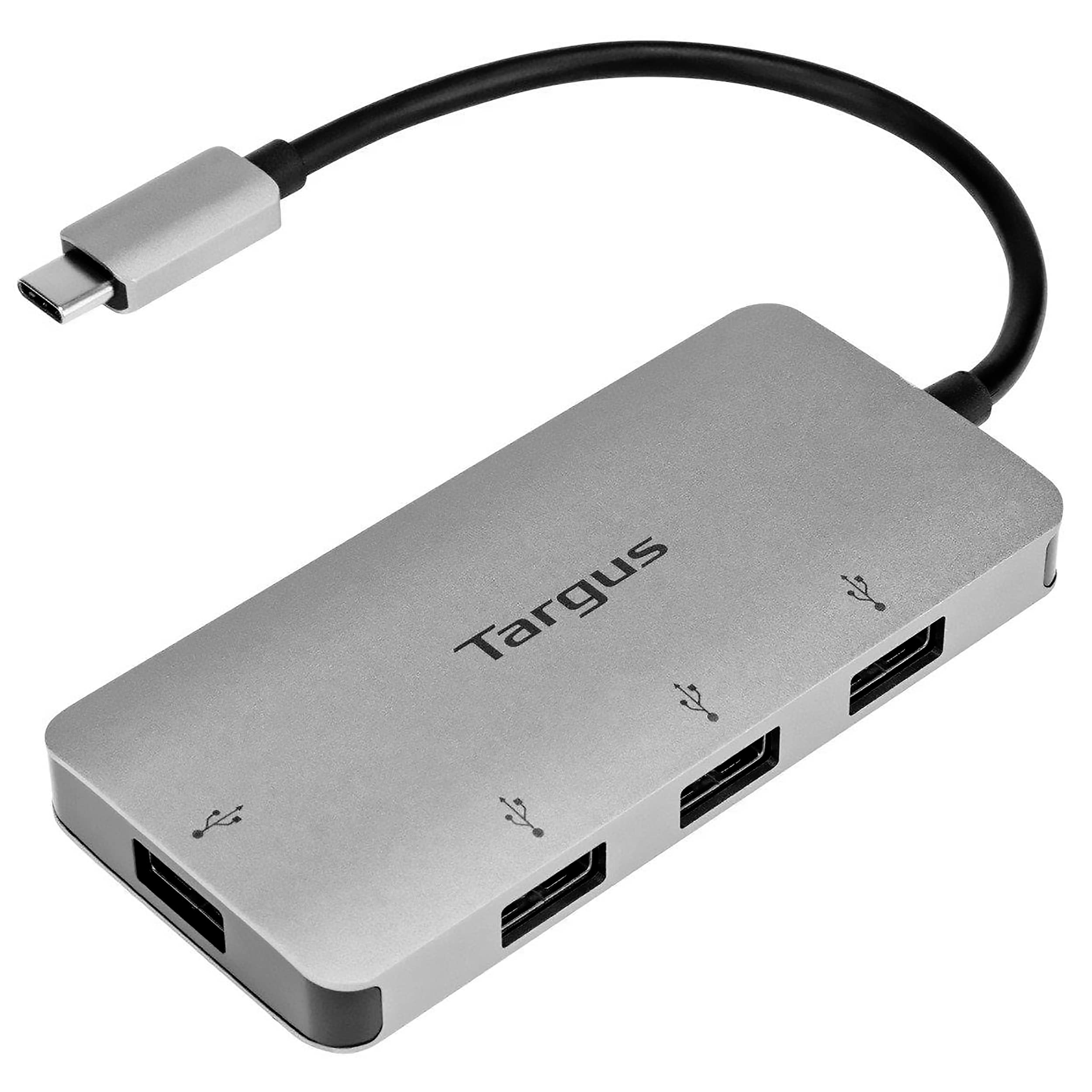 Targus USB-C Universal Hub, Converts one USB-C Port in to 4 USB-A Ports, Portable - Silver (ACH226EU)