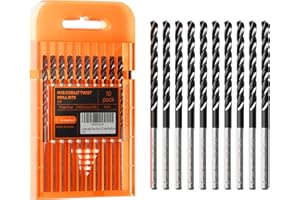 Crosstar M35 Cobalt Drill Bit Set for Hardened Metal & Stainless Steel - Titanium Aluminum Nitride Coated (TiAlN), Three-Flute Design, 10pcs 1/8" Metal Drill Bits