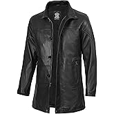 Decrum Mens Leather Coat - Car Coat Style Real Lambskin Leather Jackets for Men