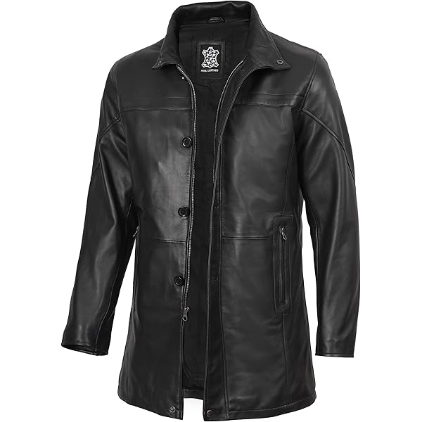 Blingsoul Black Mens Leather Coats | [1500261] Jackson Carcoat