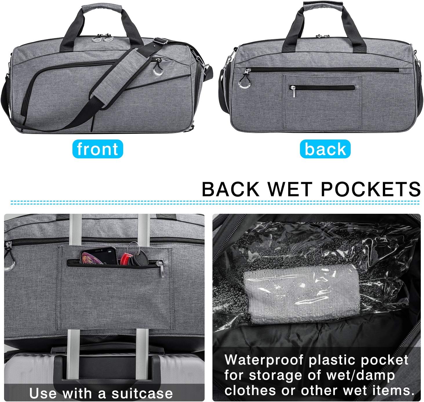  | Kuston Sports Gym Bag with Shoes Compartment &Wet Pocket Gym Duffel Bag Overnight Bag for Men and Women | Sports Duffels