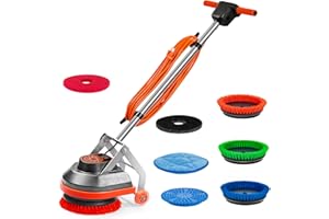 HHQ Commercial Floor Scrubber Machine, 13" Heavy Duty Orbital Floor Cleaner Buffer and Polisher- Deep Cleaning Hard Floors and Carpets with Ease, 3 Brushes & 3 Cleaning Pads, Orb-6