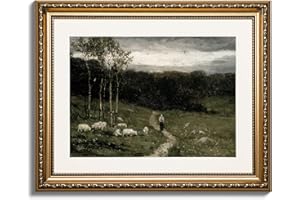 ARPEOTCY Vintage Gold Framed Wall Art, 13x16 inch Nature Scenery Path Retro Paintings, Canvas Prints Artwork with Antique Frame, Victorian Wall Picture Decor for Room Gallery Living Room