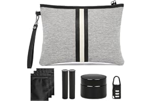 HOMEAL Smell Proof Bag,Smell Proof Pouch with Lock,Smell Proof Stash Box,Smell Proof Containers,Odor Proof Bag,Smell Proof Case,Odor Proof Pouch,New Smell Proof Bag Kit for Travel and Home(Grey)