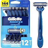 Gillette Sensor3 Comfort Men's Disposable Razors, 12 Razors