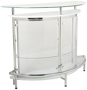 Bar Unit with Acrylic Front White, Chrome and Clear