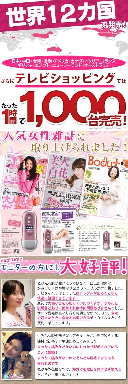 Amazon Co Jp Nano Time 脱毛器 Depitime ヒーティング スタイル 脱毛 痛くない ナノタイム シリーズ レディース シェーバー コードレス シャンパン ピンク ホーム キッチン