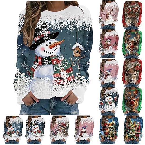 xmas jumpers for women,Christmas Jumpers for Women UK Xmas Autumn Winter Sweatshirts Ladies Tops Sweaters Trendy Fall Blouse Oversized Outfits Elegant Funny Fashion Hoodies Clothing,Purple,L