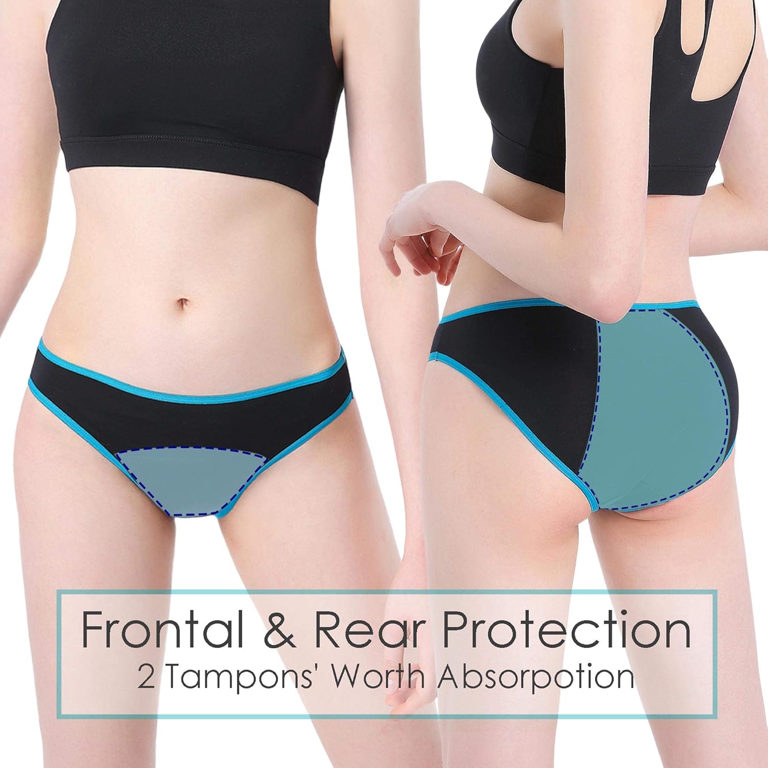 Intimate Portal Period Panties High-Cut Bikinis Menstrual Leak Proof Underwear for Women Teen Girls
