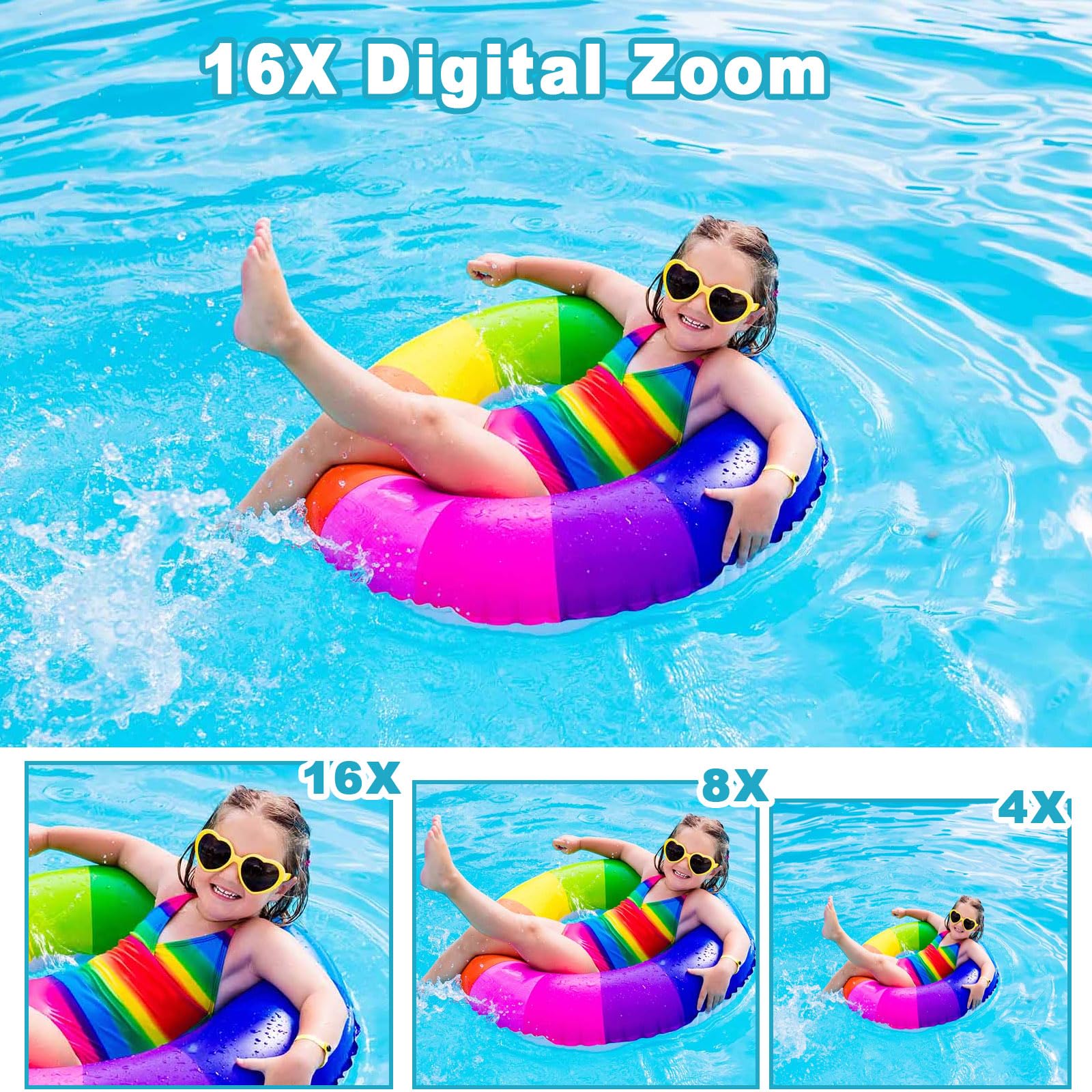 Waterproof Digital Camera, Underwater Camera with 32GB Card(Installed), 4K FHD 48MP Dual-Screen Selfie Under Water Camera for Photography, 10FT Waterproof Camera for Snorkeling, Surfing, Rafting