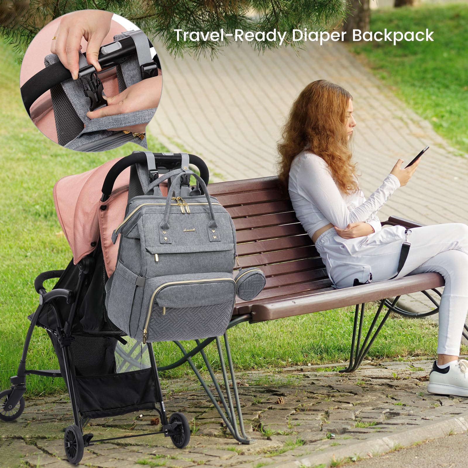 LOVEVOOK Diaper Bag Backpack, Multi functions Baby Bags with Diaper Compartments, Large Nappy Bag with Changing Pad & Pacifier Case, Unisex Travel Diaper Back Pack, Waterproof & Stylish, Grey