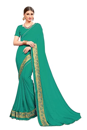 Womens Jacquard Crepe Saree With Blouse Piece (valentine101_green_Green)